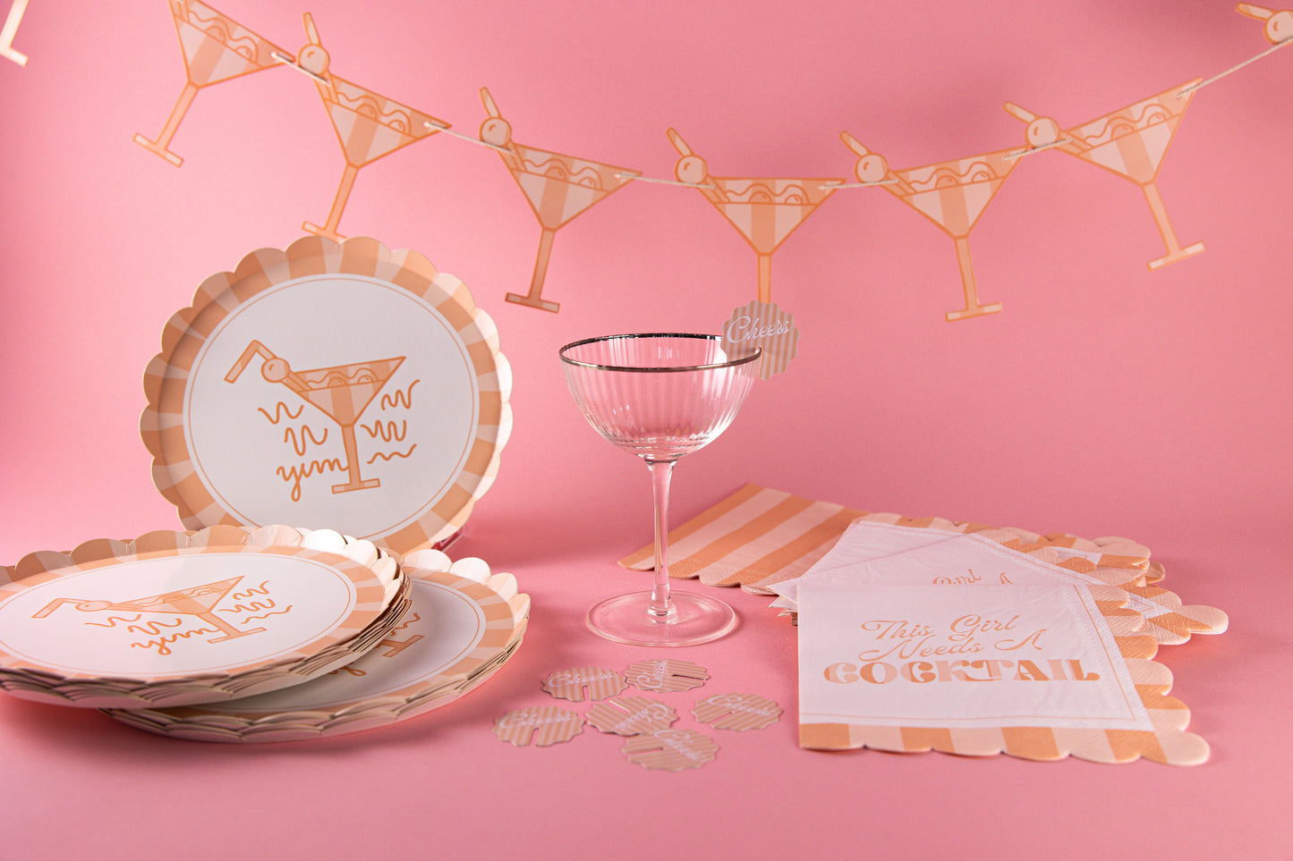 Pink and Orange Cocktail Banner - Bachelorette Decor