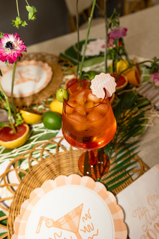 Pink and Orange Acrylic Drink Toppers - Bachelorette Decor