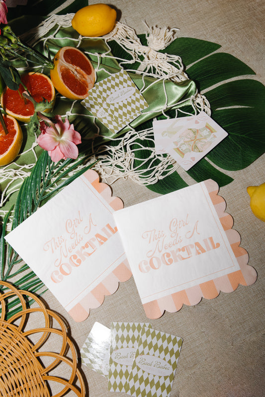 Pink and Orange Cocktail Napkins - Bachelorette Decor