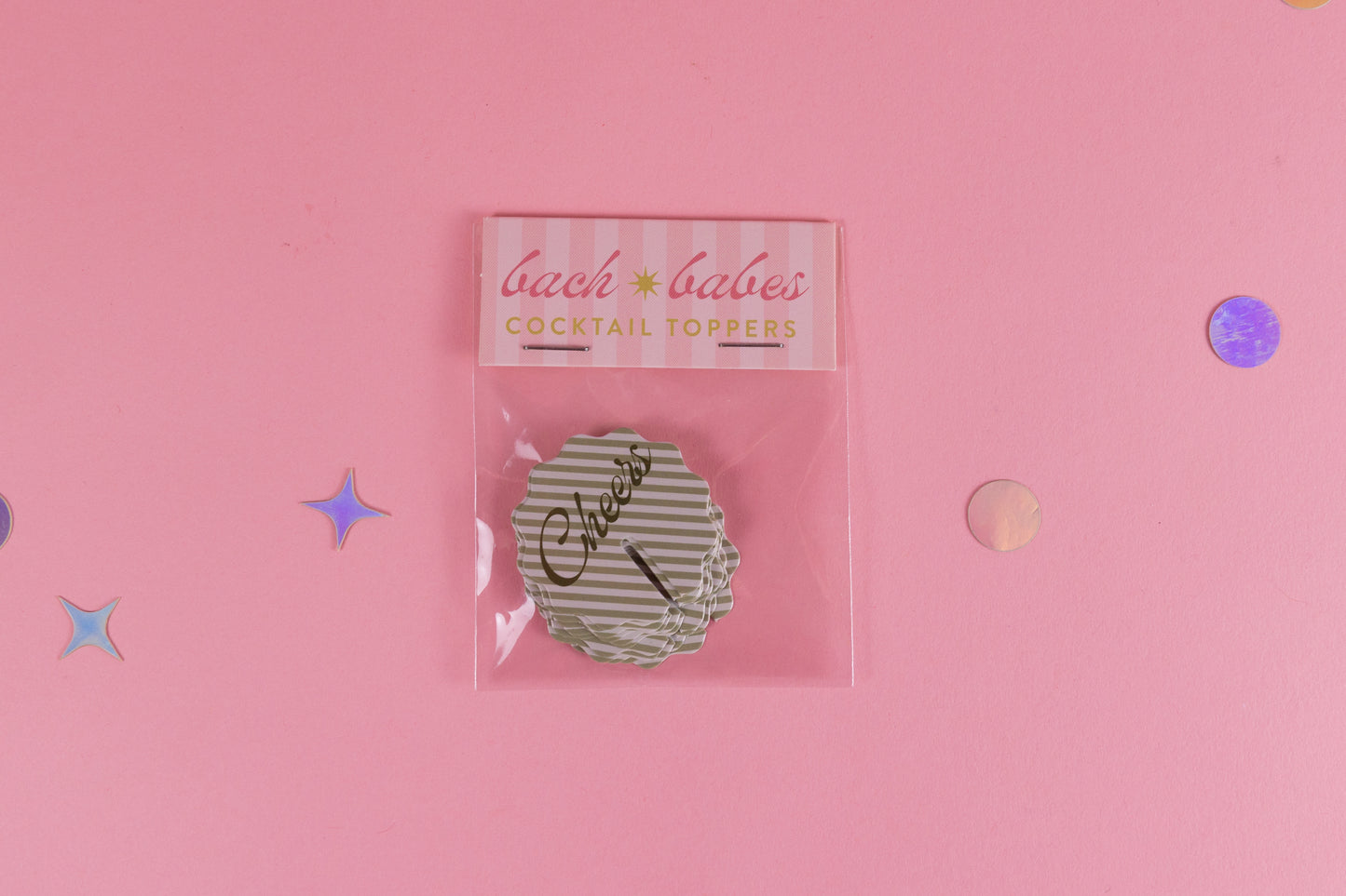 Green Stripe Drink Toppers - Bachelorette Decor