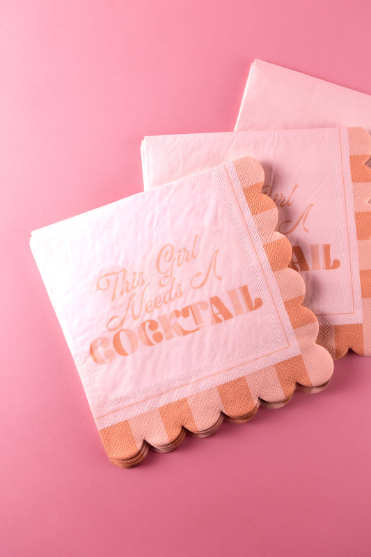 Pink and Orange Cocktail Napkins - Bachelorette Decor