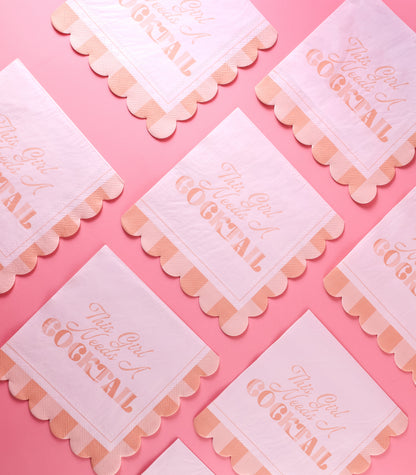 Pink and Orange Cocktail Napkins - Bachelorette Decor