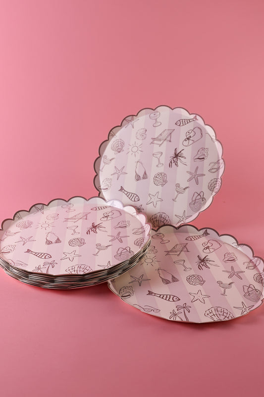 Neutral Coastal Party Plates - Bachelorette Decor
